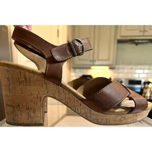 b.o.c Brown Strappy Chunky Heel Platform Sandals - Size 11M